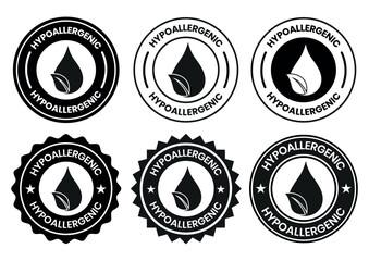 Hypoallergenic tested icons set design. Cosmetic certification label, Hypoallergenic icon sign black on white background. Hypoallergenic logo, label, sign, badge, symbol, banner, line, flat vector.