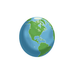Naklejka premium Watercolor Earth Globe - Green and Blue Planet vector illustration