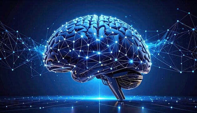 Futuristic Digital Brain Network Technology Concept.