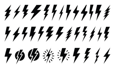 Electricity icon, flash lightning bolt symbol, power, energy icons vector graphics for graphic design elements in various styles. vector illustration eps file.