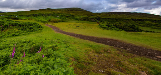 Isle of Skye, Scotland, Uk: view of the Fairy Glen, magic valley connected to ancient customs, children casted flowers petals in the burn to encourage fairies providing villages with fresh water

