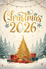 christmas card with christmas tree