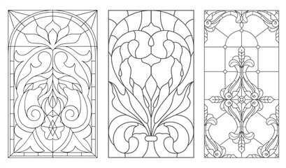 Fototapeta na wymiar Set of Classic Stained Glass Window Textures