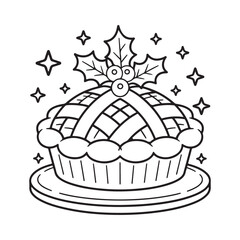 Christmas Dessert BoldEasy Coloring Page, cute candle with holly bold & easy cute christmas coloring page, victor art, coloring page, line art 
