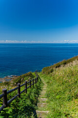 日本の青森の津軽半島から望む日本海　竜飛岬