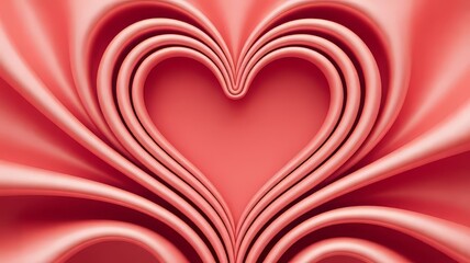 Romantic heart shape formed by flowing coral waves perfect for Valentine's Day promotion or love themed design, conveying passion and affection