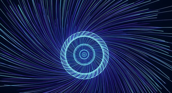 Hypnotic neon spiral vortex pulls you into a digital galaxy of light and data