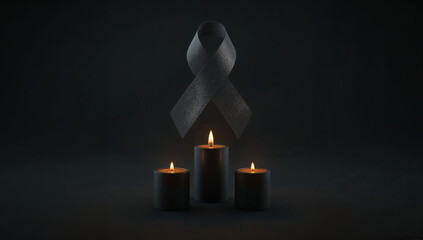 Sorrowful image of black ribbon and candles symbolizing loss and grief