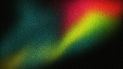 Blue magenta pink red orange purple black colors on dark grainy gradient background, abstract noise texture backdrop poster banner cover design