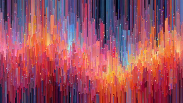Vibrant abstract vertical pixelated color stripes in a dynamic pattern