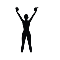 Silhouette of Woman Finishing Workout Raising Arms