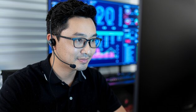 A focused professional working on a computer