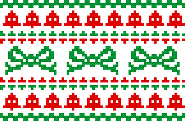 seamless pattern with christmas. tribal pattern. local fabric pattern. pixel pattern. cross stitch