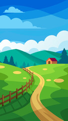 Obraz premium Illustration of a countryside landscape with a path