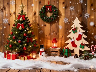 Christmas Tree and Gifts Still Life