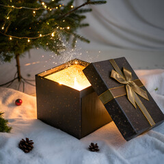 Glowing Christmas Gift Box Holiday Magic Surprise