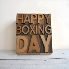 Vintage Boxing Day Letterpress Typography Greeting