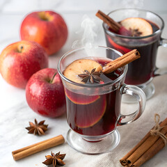 Warm Mulled Wine Apple Cinnamon Spices