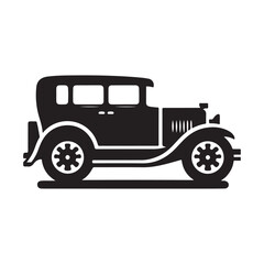 vintage car vector silhouette clip art logo design illustration. abstract car icon collection