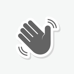 Waving hand icon sticker isolated on gray background © sljubisa