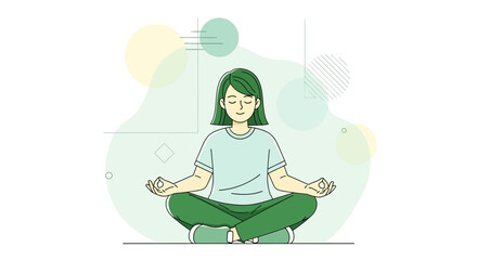 Woman Meditating in Lotus Pose Finding Inner Peace and Mental Harmony