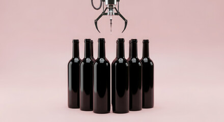 Picking From Many: Chrome Claw About to Grab a Bottle From a Collection.