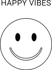 Fototapeta premium Simple smiley face with happy vibes text conveying positivity and good feelings