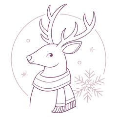 Obraz premium minimalist-reindeer-wearing-a-cozy-scarf-with-subt .