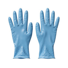 Obraz premium Pair of light blue disposable latex gloves isolated on a transparent background for medical use isolated on transparent background