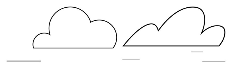 Fototapeta premium Two cloud shapes with streamlined lines for airflow, representing weather, nature, climate, freshness, simplicity, outdoor activities, and clean energy. Ideal for a simple flat metaphor