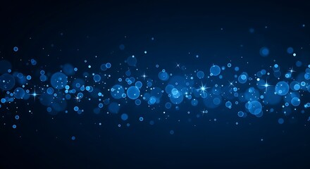 Vibrant blue bokeh lights and stars create a magical, celebratory atmosphere