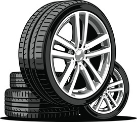 Obraz premium car wheel on white background