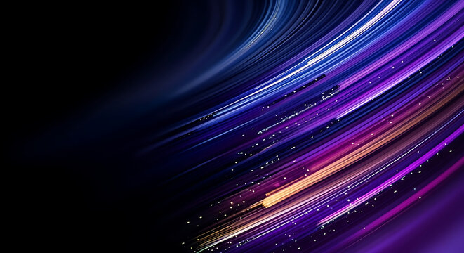 Dynamic abstract background with vibrant light streaks and glowing particles representing data flow and digital energy