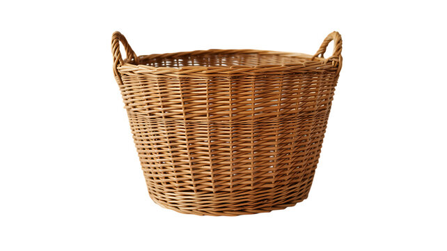 Empty wicker basket near flowers