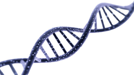 DNA strand with water droplets close up blue color isolated on transparency background symbolizing science genetics biotechnology and molecular biology innovation