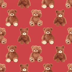 All Over Cute Teddy Bears Seamless Pattern November 2025