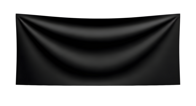 Black fabric banner isolated on transparent background for advertising design ,ai generated image