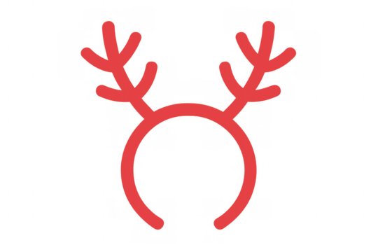 Red christmas reindeer antlers headband, costume party accessory, festive holiday season celebration icon, transparent background - Powered by Adobe