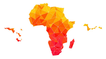 Polygonal Africa map, geometric abstract style, warm gradient colors, modern design, creative concept, isolated on transparent background, digital illustration