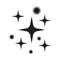 black and white star icons set vector illustration