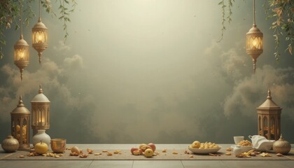 Ramadan kareem style editable template background minimalist and islamic style eid mubarak iftar party.	