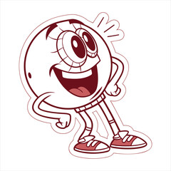 Obraz premium Happy cartoon baseball character waving with a big smile