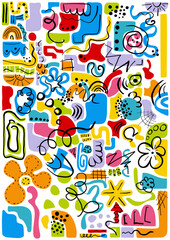 Abstract colorful doodle pattern illustration