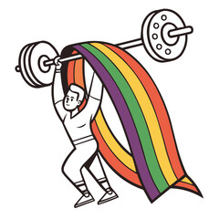 Person Lifting Rainbow Barbell with Stars.