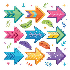 Chaotic Multicolor Arrows &ndash; Abstract Directional Vector. 
