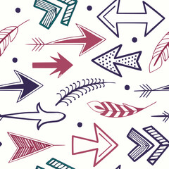 Seamless pattern and set of vector arrows for web design or business icon collection.