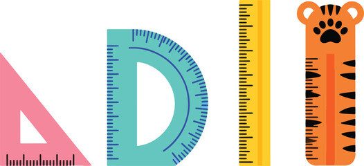 Colorful rulers, a playful collection of measuring tools for kids