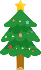 Cute Christmas tree wtih star and ornaments decoration for Christmas Festival