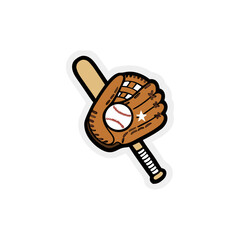 Baseball Bat & Glove Asset Vector