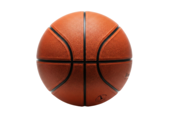 Orange basketball isolated PNG, sports equipment for training and competition on transparent background